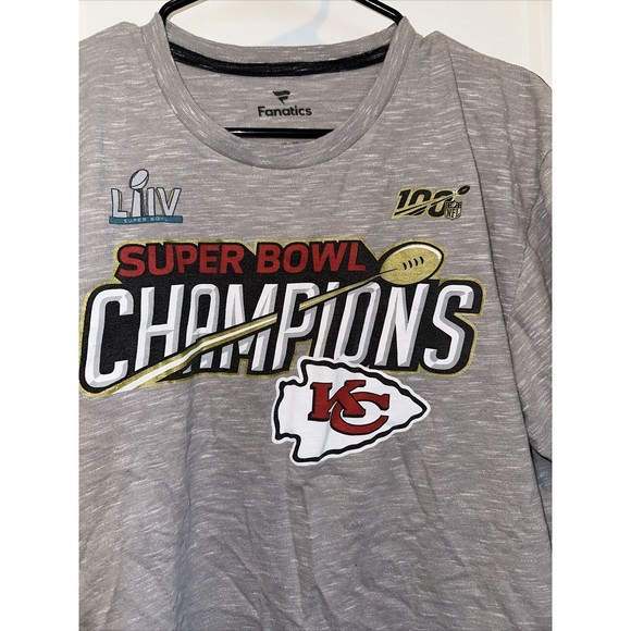 Fanatics Kansas City Chiefs Super Bowl LIV Champions Shirt Mens XL Gray NFL - Picture 2 of 5